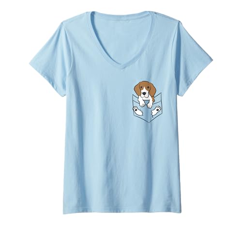 Damen Beagle in der Tasche Lustiger Beage Hund T-Shirt mit V-Ausschnitt von Lustige Beagle Hunde Geschenke