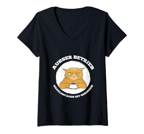 Damen Außer Betrieb Geduldsfaden Gerissen Büro Beruf Katze T-Shirt mit V-Ausschnitt Damen Außer Betrieb Geduldsfaden Gerissen Büro Beruf Katze T-Shirt mit V-Ausschnitt von Lustige Berufe Homeoffice Job Designs