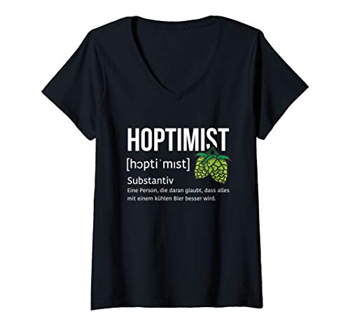 Damen Lustiges Bier Spruch Hoptimist Hopfen Party Pils Oktoberfest T-Shirt mit V-Ausschnitt Damen Lustiges Bier Spruch Hoptimist Hopfen Party Pils Oktoberfest T-Shirt mit V-Ausschnitt von Lustige Bier Alkohol Alk Party Oktoberfest Sprüche