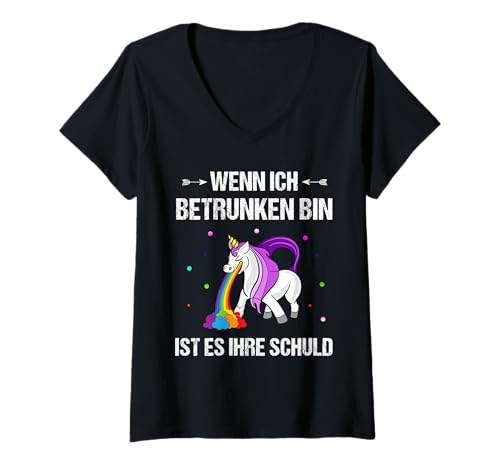 Damen Wenn ich betrunken bin Einhorn Bier Alkohol Party Spruch T-Shirt mit V-Ausschnitt Damen Wenn ich betrunken bin Einhorn Bier Alkohol Party Spruch T-Shirt mit V-Ausschnitt von Lustige Bier Schnaps Wein Alkohol Party Sprüche