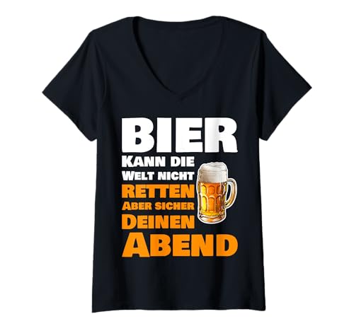 Damen Bier kann die Welt Nicht retten Aber sicher deinen Abend T-Shirt mit V-Ausschnitt Damen Bier kann die Welt Nicht retten Aber sicher deinen Abend T-Shirt mit V-Ausschnitt von Lustige Bier Sprüche für Biertrinker Bierliebhaber