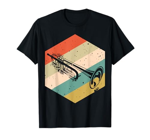 Lustige Blasmusik Blasorchester Geschenke Trompete mit Retro Hintergrund T-Shirt, Unisex-Kinder, Schwarz und Bunt, Kurzarm, S, Klassische Passform, Retro Hintergrund Design Lustige Blasmusik Blasorchester Geschenke Trompete mit Retro Hintergrund T-Shirt, Unisex-Kinder, Schwarz und Bunt, Kurzarm, S, Klassische Passform, Retro Hintergrund Design von Lustige Blasmusik Blasorchester Geschenke