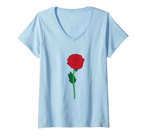 Damen Rote Rosen Süße Rote Rosenblüte Blumen Rosen T-Shirt mit V-Ausschnitt Damen Rote Rosen Süße Rote Rosenblüte Blumen Rosen T-Shirt mit V-Ausschnitt von Lustige Blumengeschenke