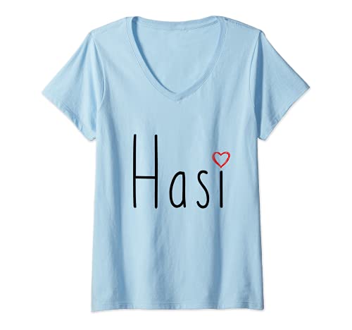 Damen Hasi Pulli Kaninchen Hasimausi mit Herz Hase Hasi T-Shirt mit V-Ausschnitt Damen Hasi Pulli Kaninchen Hasimausi mit Herz Hase Hasi T-Shirt mit V-Ausschnitt von Lustige Böses Hasi & Hasi Baby Geschenk Geburtstag