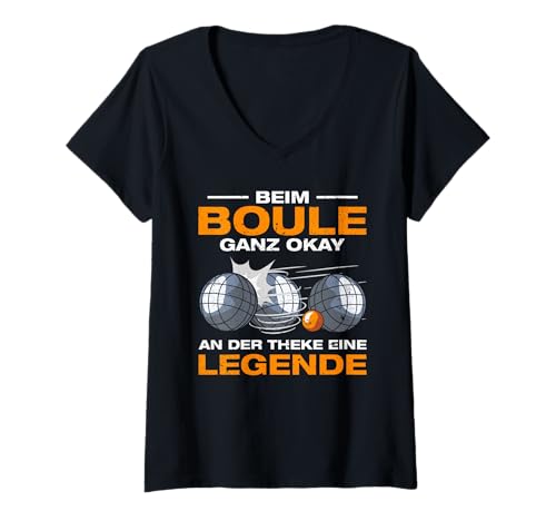 Damen Beim Boule ganz okay Boulespieler Petanque Boule T-Shirt mit V-Ausschnitt Damen Beim Boule ganz okay Boulespieler Petanque Boule T-Shirt mit V-Ausschnitt von Lustige Boule Outfits & Boccia Petanque Sprüche