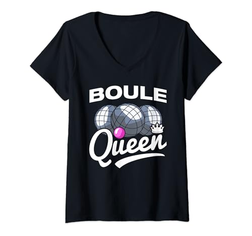 Damen Boule Queen Boulespieler Petanque Boule T-Shirt mit V-Ausschnitt Damen Boule Queen Boulespieler Petanque Boule T-Shirt mit V-Ausschnitt von Lustige Boule Outfits & Boccia Petanque Sprüche