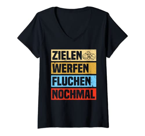 Damen Zielen werfen Boulespieler Petanque Boule T-Shirt mit V-Ausschnitt Damen Zielen werfen Boulespieler Petanque Boule T-Shirt mit V-Ausschnitt von Lustige Boule Outfits & Boccia Petanque Sprüche