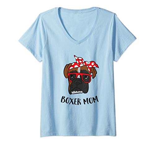 Damen Lustige Boxer Mama Süße Boxer Hund Mama T-Shirt mit V-Ausschnitt von Lustige Boxer Geschenke