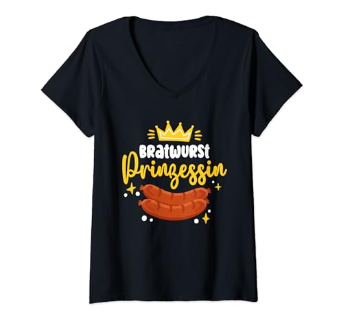 Damen Grill Grillparty Bratwurst Prinzessin T-Shirt mit V-Ausschnitt Damen Grill Grillparty Bratwurst Prinzessin T-Shirt mit V-Ausschnitt von Lustige Bratwurst Sprüche Shirts