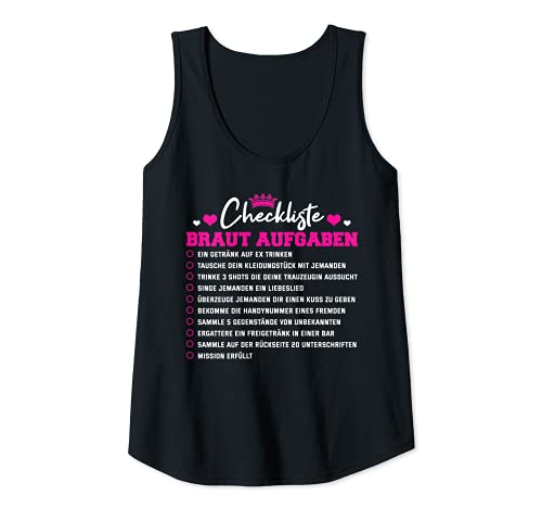 Damen Lustig Junggesellenabschied - Checkliste Braut Aufgaben Tank Top Damen Lustig Junggesellenabschied - Checkliste Braut Aufgaben Tank Top von Lustige Braut Geschenke Junggesellinnenabschied
