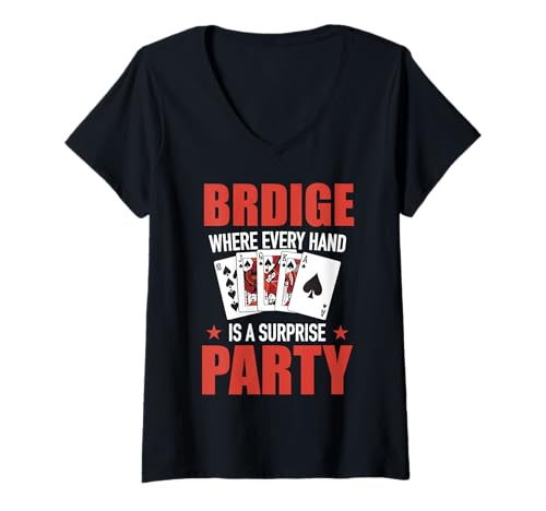 Damen Bridge Bash Design Männer Frauen - Karten Spieleabend T-Shirt mit V-Ausschnitt Damen Bridge Bash Design Männer Frauen - Karten Spieleabend T-Shirt mit V-Ausschnitt von Lustige Bridge Überraschung Für Kartenspiel Gruppe