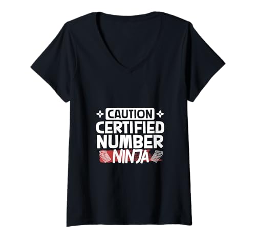 Damen Achtung - Zertifizierter Zahlen Ninja T-Shirt mit V-Ausschnitt Damen Achtung - Zertifizierter Zahlen Ninja T-Shirt mit V-Ausschnitt von Lustige Buchhalter Sprüche Designs