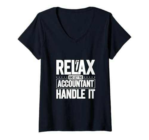 Damen Entspannt bleiben - Buchhalter regelt T-Shirt mit V-Ausschnitt Damen Entspannt bleiben - Buchhalter regelt T-Shirt mit V-Ausschnitt von Lustige Buchhalter Sprüche Designs