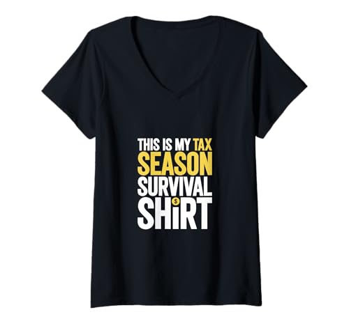 Damen Steuer Überlebender T-Shirt mit V-Ausschnitt Damen Steuer Überlebender T-Shirt mit V-Ausschnitt von Lustige Buchhalter Sprüche Designs