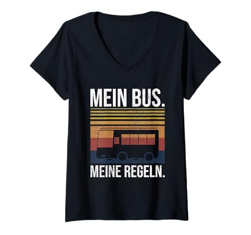 Damen Mein Bus Meine Regeln Busfahrer Geschenk T-Shirt mit V-Ausschnitt Damen Mein Bus Meine Regeln Busfahrer Geschenk T-Shirt mit V-Ausschnitt von Lustige Busfahrer Geschenke & Co.