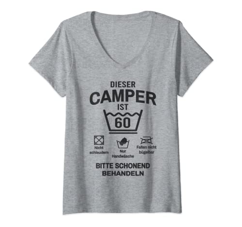 Damen Camper 60. Geburtstag Camping Lustig 60 Jahre T-Shirt mit V-Ausschnitt Damen Camper 60. Geburtstag Camping Lustig 60 Jahre T-Shirt mit V-Ausschnitt von Lustige Camper Geschenke zum Geburtstag