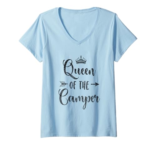 Damen Camping Königin Frauen Damen Camper Lustiges Wohnmobil T-Shirt mit V-Ausschnitt Damen Camping Königin Frauen Damen Camper Lustiges Wohnmobil T-Shirt mit V-Ausschnitt von Lustige Camper Wohnmobil Caravan Camping Geschenke