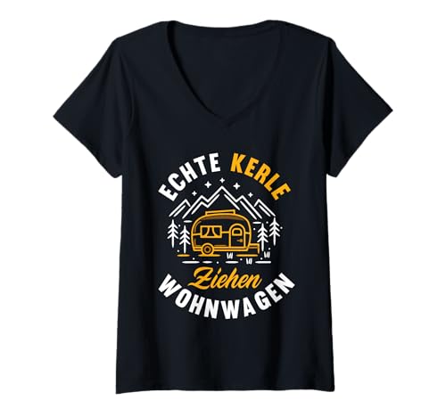 Damen Echte Kerle Ziehen Wohnwagen Lustiges Camping Wohnwagen T-Shirt mit V-Ausschnitt Damen Echte Kerle Ziehen Wohnwagen Lustiges Camping Wohnwagen T-Shirt mit V-Ausschnitt von Lustige Camping Wohnmobil Wohnwagen Geschenke