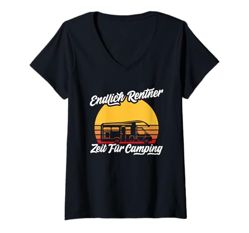 Damen Endlich Rentner Zeit Für Camping Wohnwagen Camper T-Shirt mit V-Ausschnitt Damen Endlich Rentner Zeit Für Camping Wohnwagen Camper T-Shirt mit V-Ausschnitt von Lustige Campingplatz & Wohnmobil Sprüche