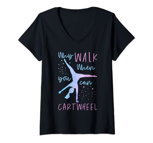 Damen Warum Zu Fuß Gehen Wenn Man Rad Schlagen Kann Cartwheel T-Shirt mit V-Ausschnitt Damen Warum Zu Fuß Gehen Wenn Man Rad Schlagen Kann Cartwheel T-Shirt mit V-Ausschnitt von Lustige Cartwheel Shirts & Designs