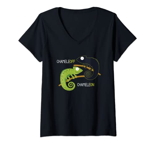 Damen Chameleon Chameleoff I Reptil Echse Terrarium Haustier T-Shirt mit V-Ausschnitt Damen Chameleon Chameleoff I Reptil Echse Terrarium Haustier T-Shirt mit V-Ausschnitt von Lustige Chamäleon Reptilien Outfit & Geschenke