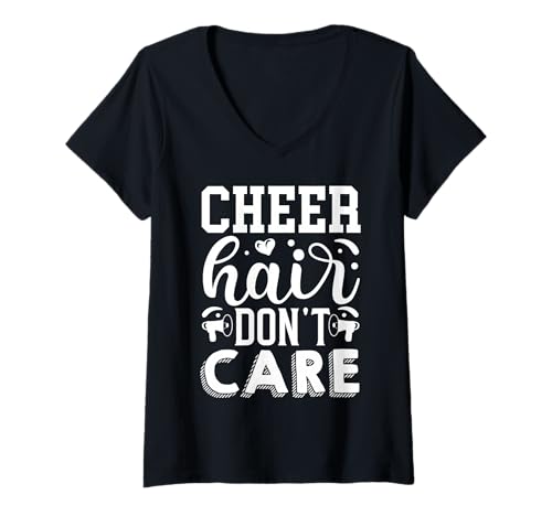 Damen Cheer Hair Dont Care | Cheerleader T-Shirt mit V-Ausschnitt Damen Cheer Hair Dont Care | Cheerleader T-Shirt mit V-Ausschnitt von Lustige Cheerleading Geschenke Cheerleader FIDIMA