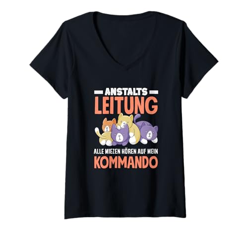 Damen Anstaltsleitung Alle Miezen Hören Auf Mein Kommando T-Shirt mit V-Ausschnitt Damen Anstaltsleitung Alle Miezen Hören Auf Mein Kommando T-Shirt mit V-Ausschnitt von Lustige Chef Geschenke Geschenkideen