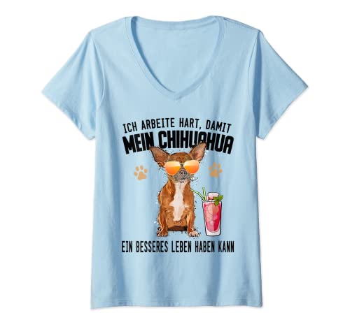 Damen Cartoon Chihuahua Chiwawa Lustiger Spruch Hund Hunde T-Shirt mit V-Ausschnitt Damen Cartoon Chihuahua Chiwawa Lustiger Spruch Hund Hunde T-Shirt mit V-Ausschnitt von Lustige Chihuahua Chiwawa Designs