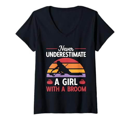 Damen Curlingstein Wintersport Eisstockschießen Curling T-Shirt mit V-Ausschnitt Damen Curlingstein Wintersport Eisstockschießen Curling T-Shirt mit V-Ausschnitt von Lustige Curling Wintersport Bekleidung