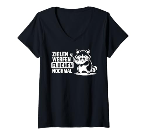 Damen Zielen Werfen Fluchen Nochmal Lustiger Dartspruch Dart T-Shirt mit V-Ausschnitt Damen Zielen Werfen Fluchen Nochmal Lustiger Dartspruch Dart T-Shirt mit V-Ausschnitt von Lustige Dart Sprüche Für Spieler Teams Turnierfans