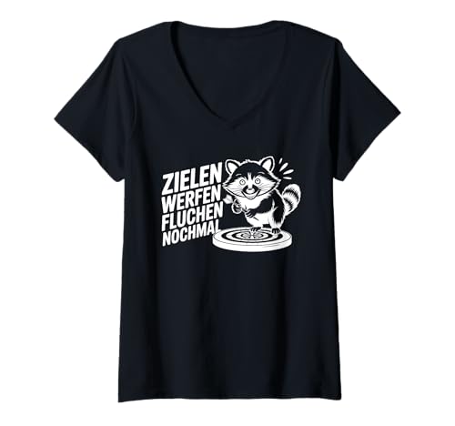 Damen Zielen Werfen Fluchen Nochmal Lustiger Dartspruch Dart T-Shirt mit V-Ausschnitt Damen Zielen Werfen Fluchen Nochmal Lustiger Dartspruch Dart T-Shirt mit V-Ausschnitt von Lustige Dart Sprüche Für Spieler Teams Turnierfans