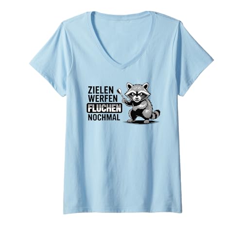 Damen Zielen Werfen Fluchen Nochmal Lustiger Dartspruch Dart T-Shirt mit V-Ausschnitt Damen Zielen Werfen Fluchen Nochmal Lustiger Dartspruch Dart T-Shirt mit V-Ausschnitt von Lustige Dart Sprüche Für Spieler Teams Turnierfans