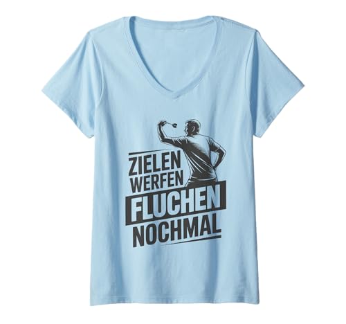 Damen Zielen Werfen Fluchen Nochmal Lustiger Dartspruch Dart T-Shirt mit V-Ausschnitt Damen Zielen Werfen Fluchen Nochmal Lustiger Dartspruch Dart T-Shirt mit V-Ausschnitt von Lustige Dart Sprüche Für Spieler Teams Turnierfans