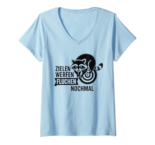Damen Zielen Werfen Fluchen Nochmal Lustiger Dartspruch Dart T-Shirt mit V-Ausschnitt Damen Zielen Werfen Fluchen Nochmal Lustiger Dartspruch Dart T-Shirt mit V-Ausschnitt von Lustige Dart Sprüche Für Spieler Teams Turnierfans