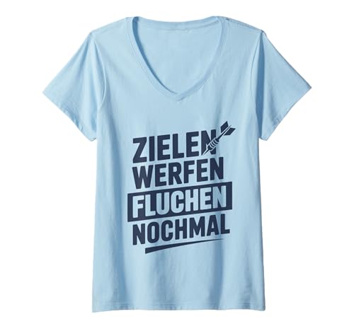 Damen Zielen Werfen Fluchen Nochmal Lustiger Dartspruch Dart T-Shirt mit V-Ausschnitt Damen Zielen Werfen Fluchen Nochmal Lustiger Dartspruch Dart T-Shirt mit V-Ausschnitt von Lustige Dart Sprüche Für Spieler Teams Turnierfans