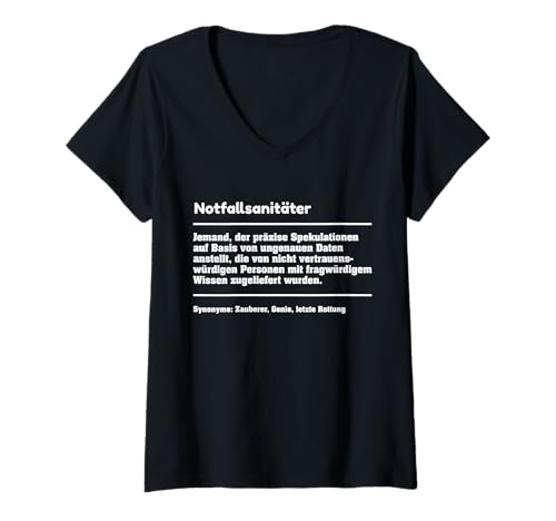 Damen Definition Notfallsanitäter T-Shirt mit V-Ausschnitt Damen Definition Notfallsanitäter T-Shirt mit V-Ausschnitt von Lustige Definitionen Berufe
