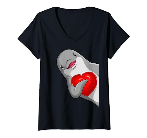 Delfin Damen Mädchen Kinder Delfine T-Shirt mit V-Ausschnitt von Lustige Delfin Liebhaber Geschenkideen