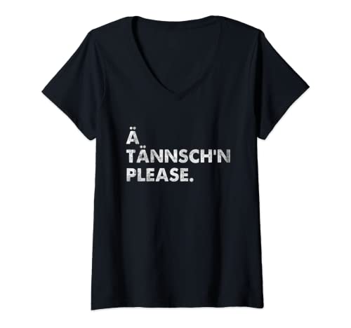 Damen Ä Tännsch'n Please Pulli Denglisch Ä Tännschen Please T-Shirt mit V-Ausschnitt Damen Ä Tännsch'n Please Pulli Denglisch Ä Tännschen Please T-Shirt mit V-Ausschnitt von Lustige Denglisch Christmas Sprüche Geschenkidee
