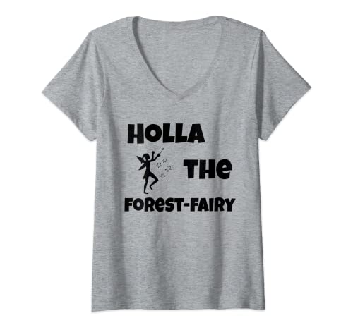 Damen Holla The Forest Fairy - Cooles Denglisch Design T-Shirt mit V-Ausschnitt Damen Holla The Forest Fairy - Cooles Denglisch Design T-Shirt mit V-Ausschnitt von Lustige Denglisch Sprüche Geschenkideen