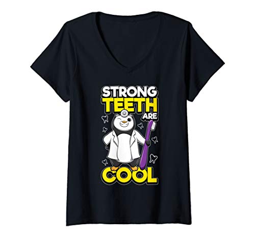 Damen Doktor Pinguin - Starke Zähne sind cool - Zahnarzt-Tier T-Shirt mit V-Ausschnitt Damen Doktor Pinguin - Starke Zähne sind cool - Zahnarzt-Tier T-Shirt mit V-Ausschnitt von Lustige Dental Geschenkidee