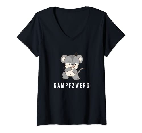 Damen Kampfzwerg T-Shirt mit V-Ausschnitt Damen Kampfzwerg T-Shirt mit V-Ausschnitt von Lustige Designs