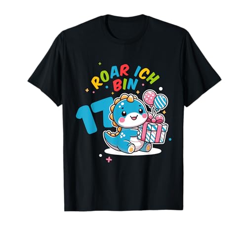 17 Geburtstag Dinosaurier I Mädchen Junge 17 Jahr T-Rex Dino T-Shirt von Lustige Dinosaurier Dino Geburtstagsgeschenke