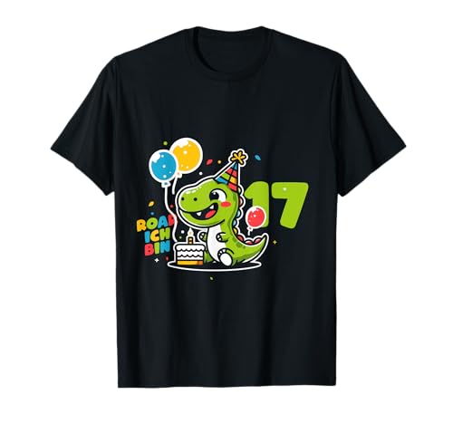 17 Geburtstag Dinosaurier I Mädchen Junge 17 Jahr T-Rex Dino T-Shirt von Lustige Dinosaurier Dino Geburtstagsgeschenke