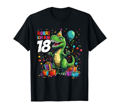 18 Geburtstag Dinosaurier I Mädchen Junge 18 Jahr T-Rex Dino T-Shirt von Lustige Dinosaurier Dino Geburtstagsgeschenke