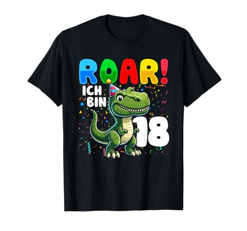 18 Geburtstag Dinosaurier I Mädchen Junge 18 Jahr T-Rex Dino T-Shirt von Lustige Dinosaurier Dino Geburtstagsgeschenke