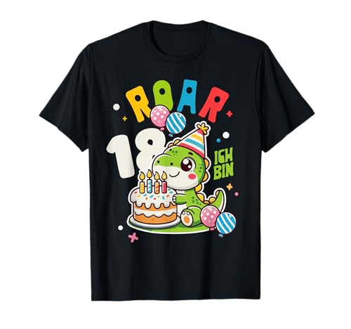 18 Geburtstag Dinosaurier I Mädchen Junge 18 Jahr T-Rex Dino T-Shirt von Lustige Dinosaurier Dino Geburtstagsgeschenke