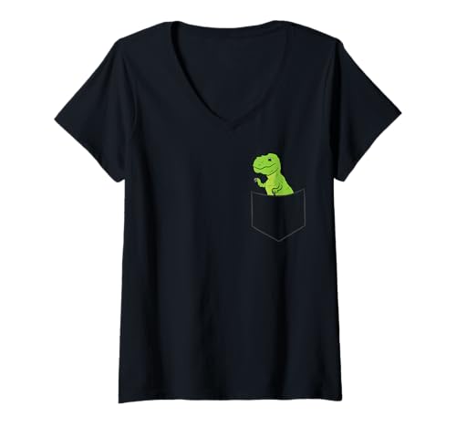 Damen Dinosaurier in der Tasche Lustiger Taschen Dinosaurier T-Shirt mit V-Ausschnitt Damen Dinosaurier in der Tasche Lustiger Taschen Dinosaurier T-Shirt mit V-Ausschnitt von Lustige Dinosaurier Geschenke