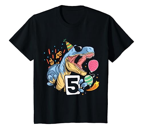 Kinder Dinosaurier 5. Geburtstag Jungen Mädchen 5 Jahre Dino T-Shirt von Lustige Dinosaurier Kindergeburtstag Dino Geschenk