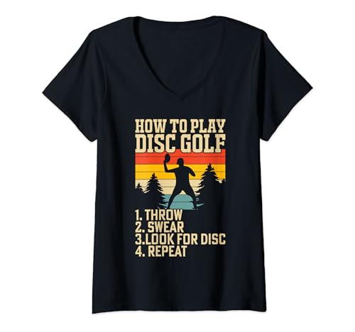 Damen How To Play Disc Golf Throw Swear Look For Disc Repeat T-Shirt mit V-Ausschnitt Damen How To Play Disc Golf Throw Swear Look For Disc Repeat T-Shirt mit V-Ausschnitt von Lustige Disc Golf Geschenke & Bekleidung by FIDIMA