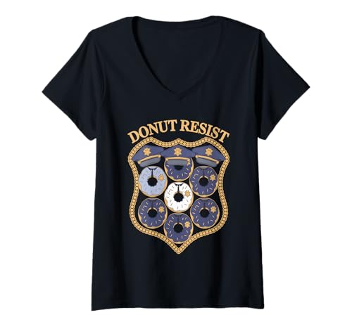 Damen Donut -Liebhaber Pun Donut widerstehen lustigen Polizisten T-Shirt mit V-Ausschnitt Damen Donut -Liebhaber Pun Donut widerstehen lustigen Polizisten T-Shirt mit V-Ausschnitt von Lustige Donut Cop Uniform